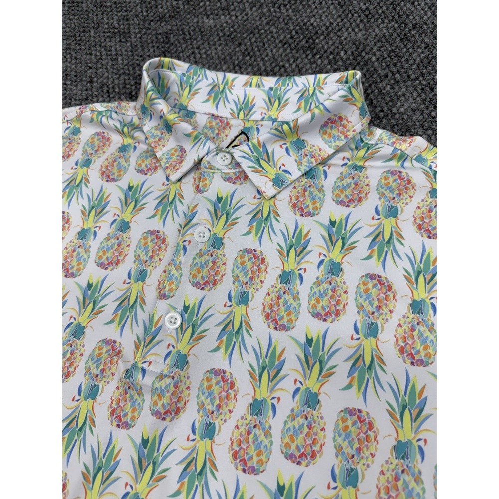 DEOLAX Golf Polo Shirt Men's XL Performance Multicolor Pineapple Geometric